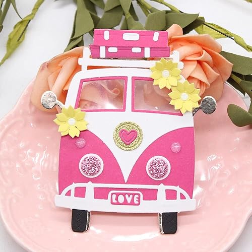 Miniatura 1 de Plantillas de troqueles de corte de metal de autobús VW para álbumes de recortes, fabricación de tarjetas decorativas