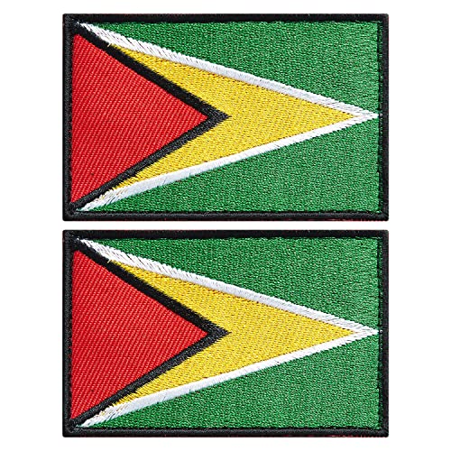 stidsds 2 Pack Guyana Flag Patch Guyana Flags Embroidered Patches Guyanese Flags Military Tactical Patch for Clothes Hat Backpacks Pride Decorations
