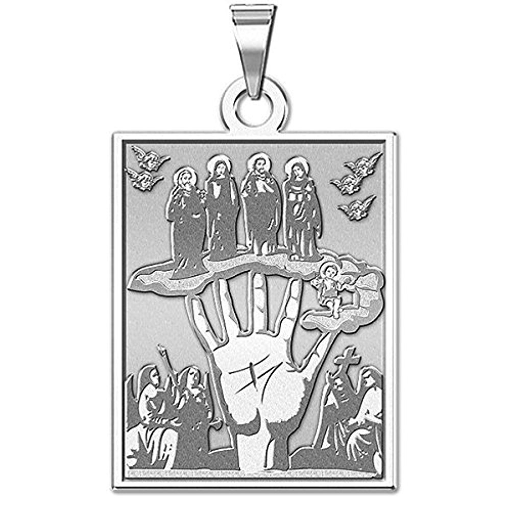 PicturesOnGold.comPicturesOnGold.com Mano Poderosa Religious Medal - 3/4 Inch X 1 Inch -Sterling Silver