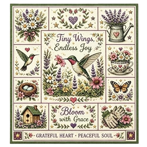 Kit broderie colibri débutant : idée cadeau idéale pour femme et grand-mère