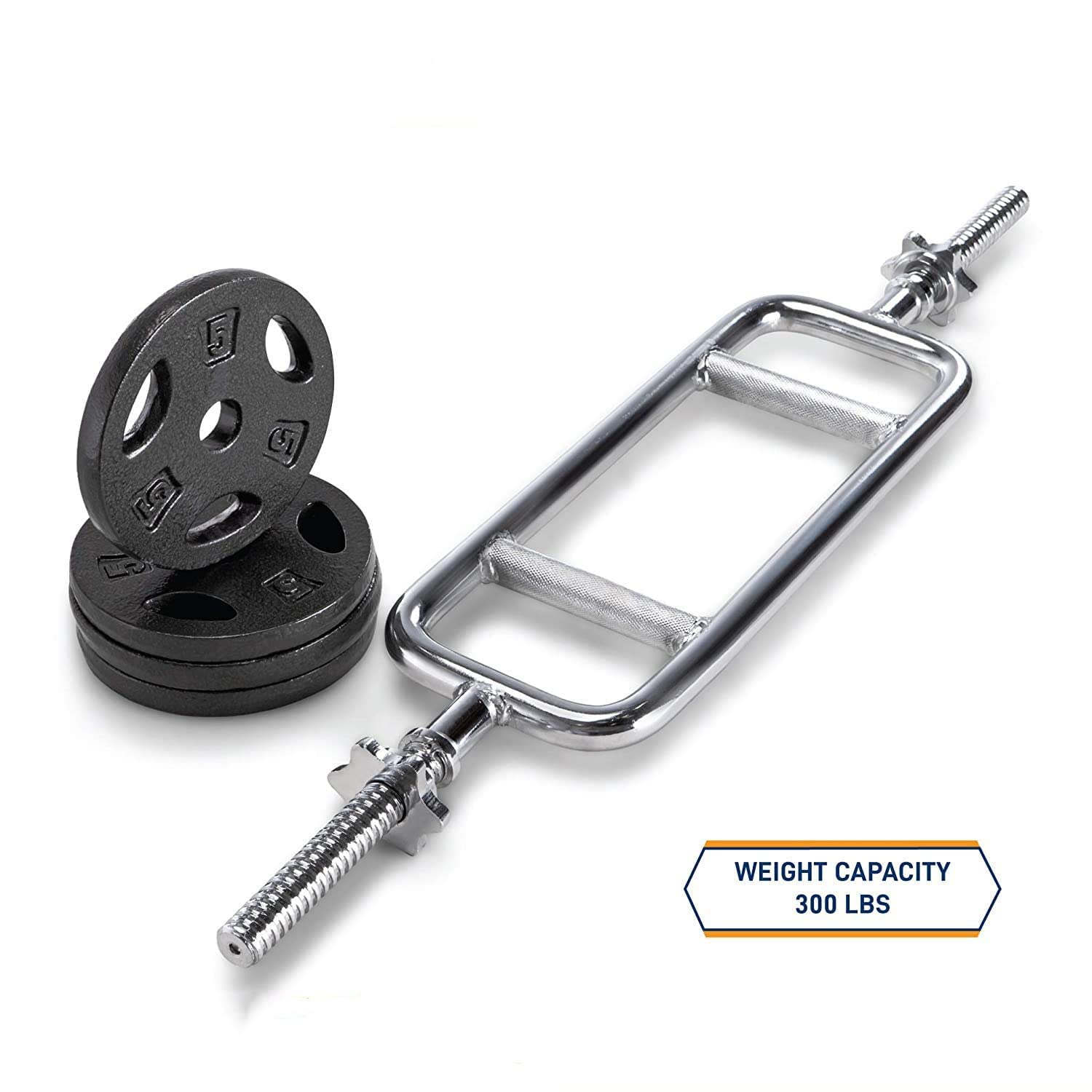 bimiti Trizepstrainer - Ø 25mm, Trizeps Hantelstange, Rahmenhantel mit 2 Sternverschlüsse, Trizeps Bizeps Stange, Bis 80 kg Belastbar, Trizepsstange für Fitnessstudio und Hause Fitness