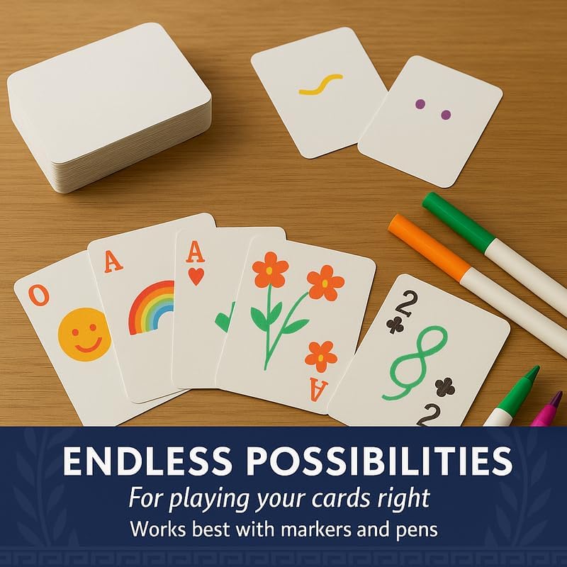 Blank Face Weighted Heavy Deck of Cards to Write on | Ideal for Outdoors | Wind-Resistant Waterproof Playing Cards | Blank Playing Cards | 54 Cards (Midnight Blue)
