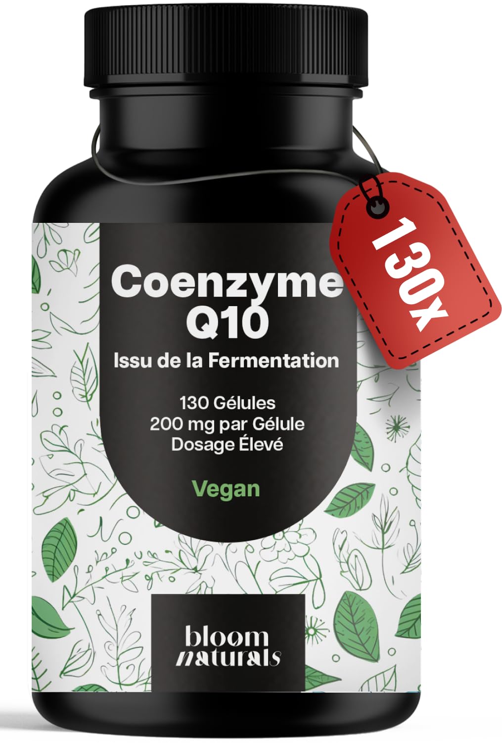 Coenzyme Q10 200mg - 130 Gélules - Issu de la Fermentation, Vegan - Produit en Allemagne - Coq10 - Testé en laboratoire