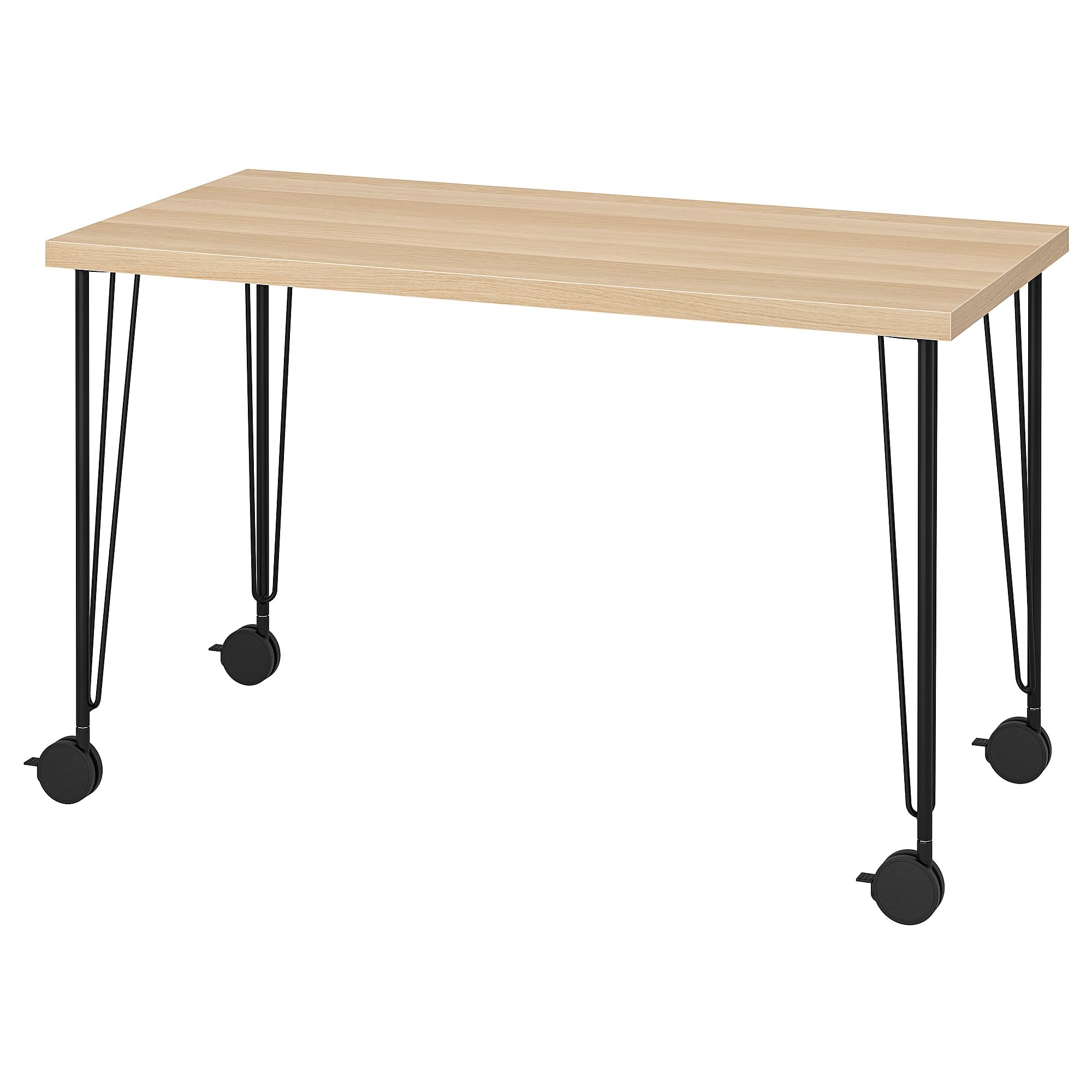 Bureau 120x60 KRILLE LAGKAPTEN table de travail chêne blanc et noir