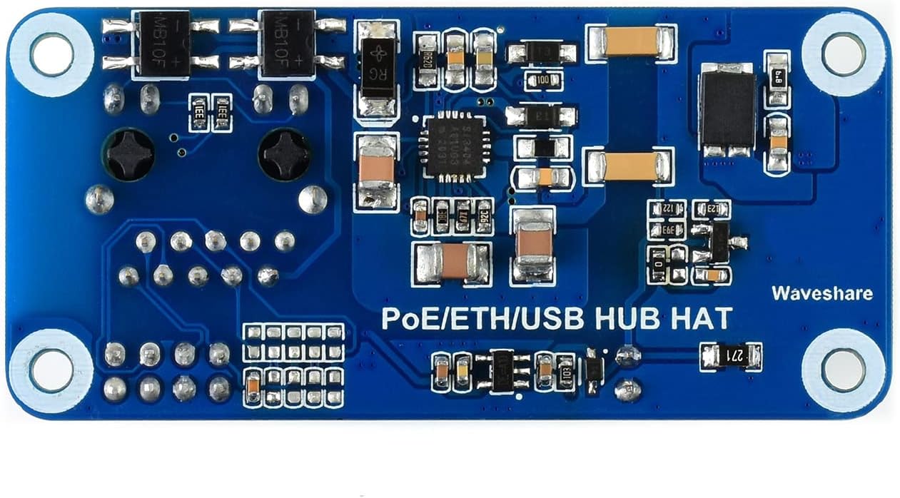 Waveshare PoE Ethernet/USB HUB HAT, Compatible with Raspberry Pi Zero/Zero W/4B/3B/3B+, 3X USB 2.0 Ports, 802.3af-Compliant