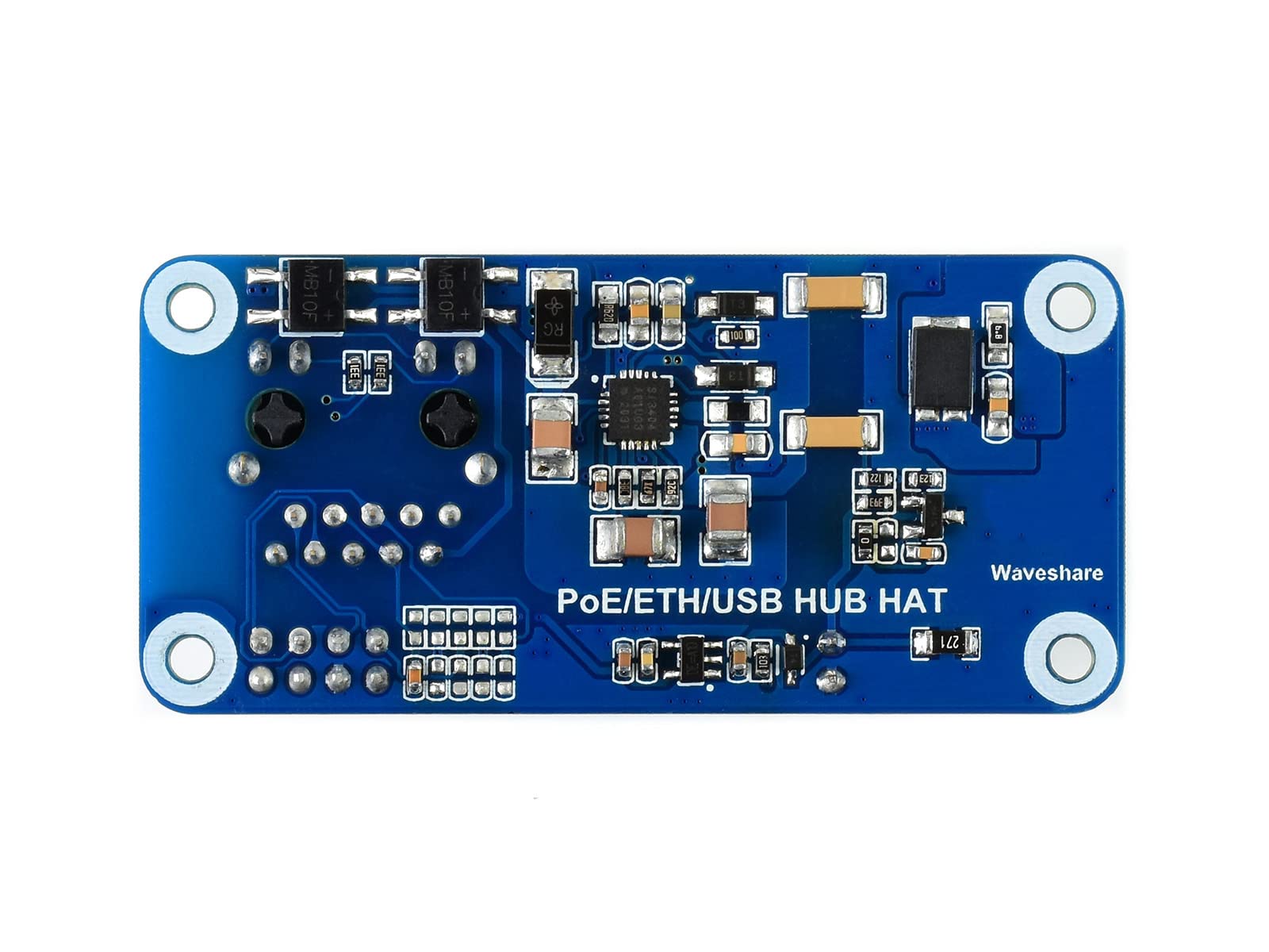 Waveshare PoE Ethernet/USB HUB Hat for Raspberry Pi Zero/Zero W/4B/3B/3B+, 3X USB 2.0 Ports 802.3af-Compliant