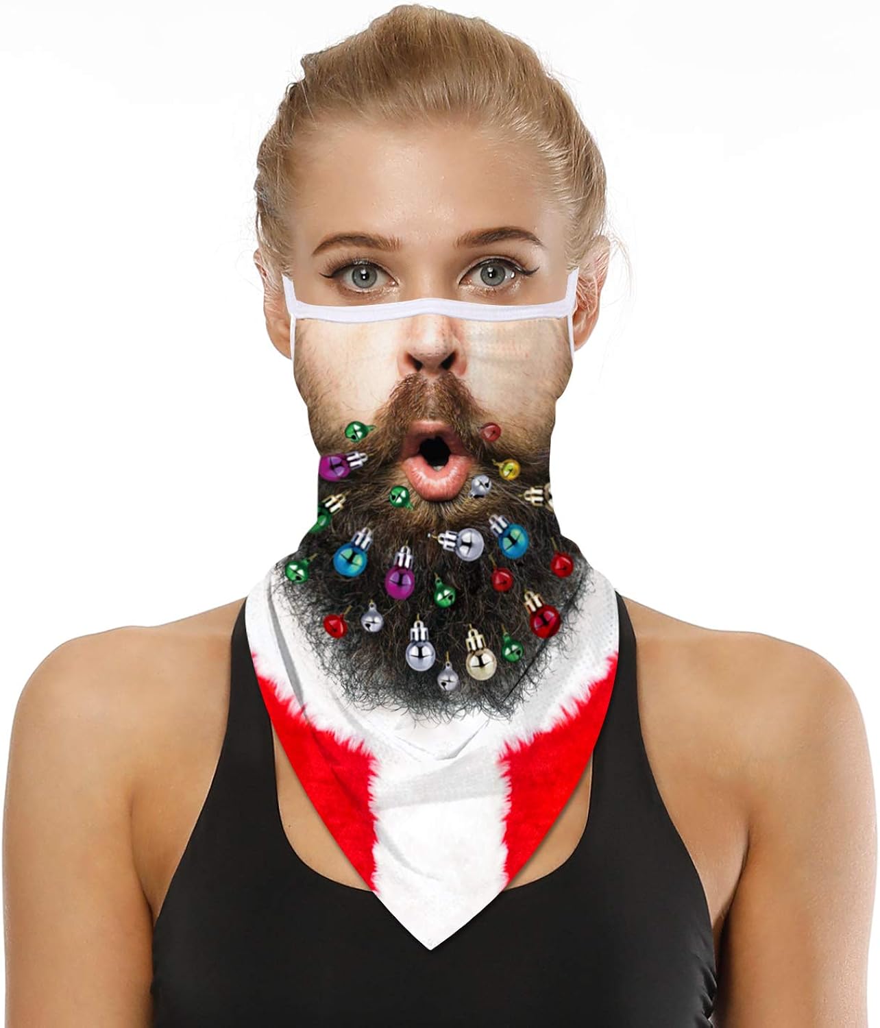 Miniatura 4 de GLUDEAR Máscara facial fea de Papá Noel, reutilizable, lavable, para el cuello, polaina para las orejas