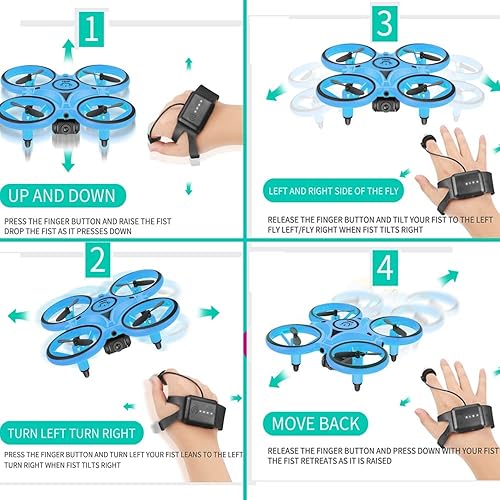 Miniatura 5 de Mini cuadricóptero, para niños con cámara FPV HD 720P, giro 3D, modo sin cabeza, control de reloj, con vuelo automático, detección de gestos,