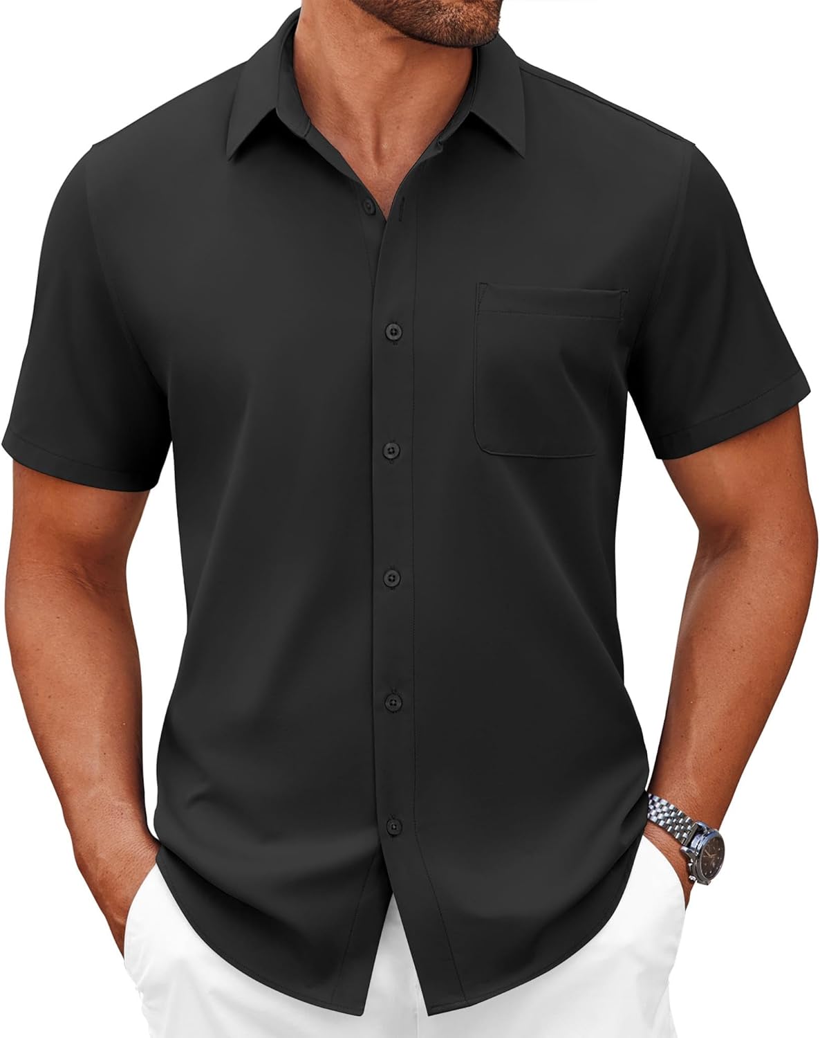 COOFANDY Mens Short Sleeve Button Down Shirts Casual Dress Shirts for Men Summer Untucked Shirts with Pocket COOFANDY Mens Short Sleeve Button Down Shirts Casual Dress Shirts for Men Summer Untucked Shirts with Pocket