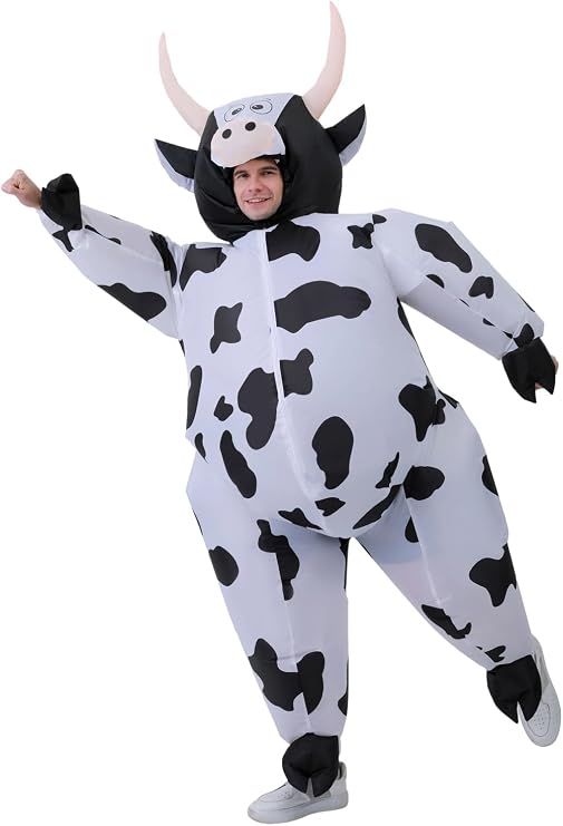JASHKE Cow Costume Adult Inflatable Cow Costume Blow up Costumes Inflatable Halloween Costumes for Adult