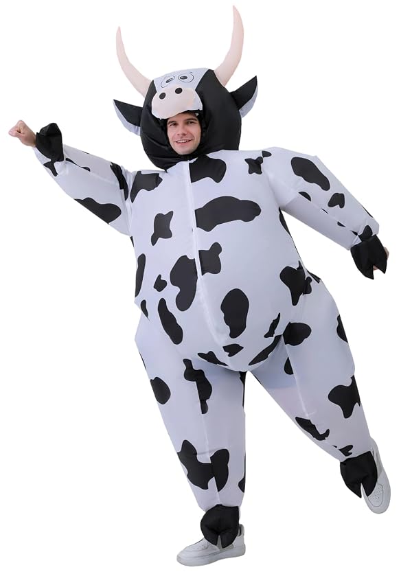 JASHKE Cow Inflatable Costume Cow Costumes Inflatable Halloween Costumes for Adult by JASHKE - Used condition - Image 3