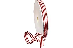 Decorative Red Ribbon Polyester Grosgrain, 20 Yards, 3/8 inch
