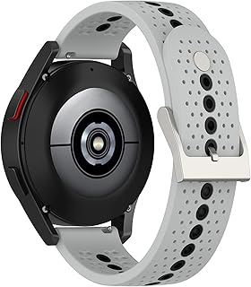 For Samsung Galaxy Watch 5 Replacement Band - MOTONG 20mm Replacement Silicone Wrist Watch Strap Band For Samsung Galaxy Watch 5/ 4/ 4 Classic(Silicone Black + Grey)