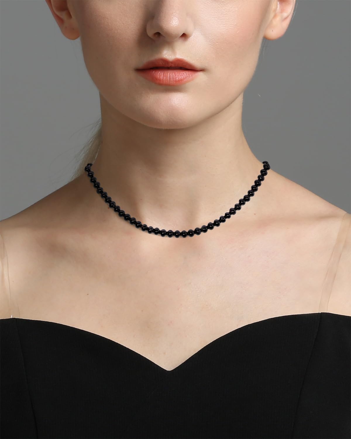 Simple Choker Necklace for Women Real Stone and Crystals Necklaces 4mm Beaded Choker Jewelry Meditation Gift for Women (16"+2") - Image 4