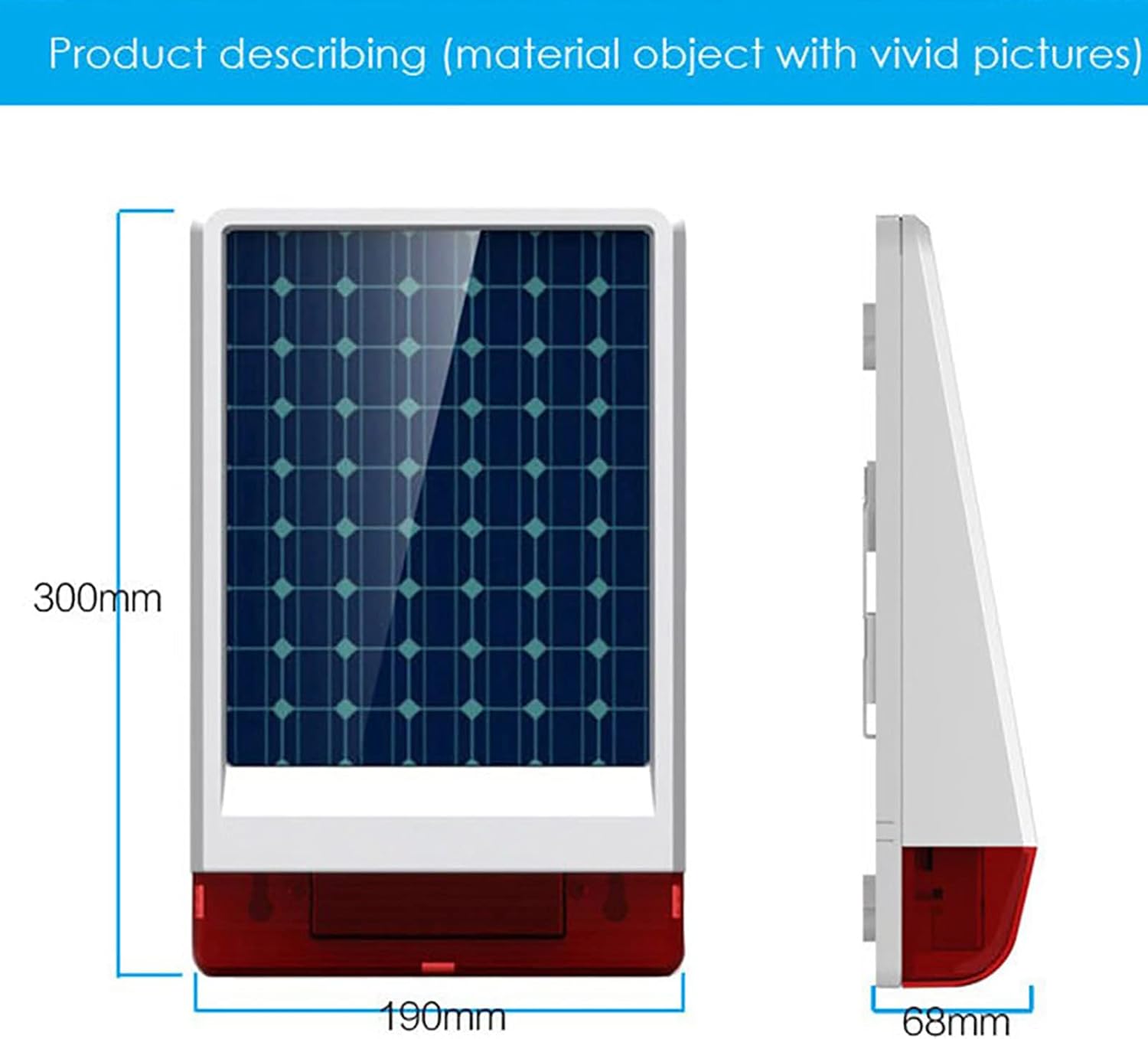 Dimensions of Wolf Guard LB-W06 Solar Powered Outdoor Siren Alarm