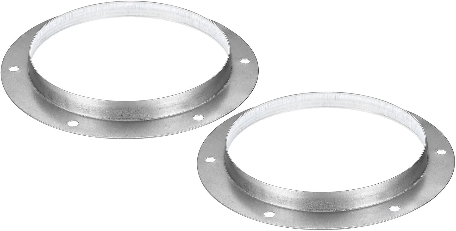PATIKIL 7" Duct Connector Flange, 2 Pack Metal Straight Pipe Exhaust Flange Duct Mounting Plate for Heating Cooling Ventilation HVAC System