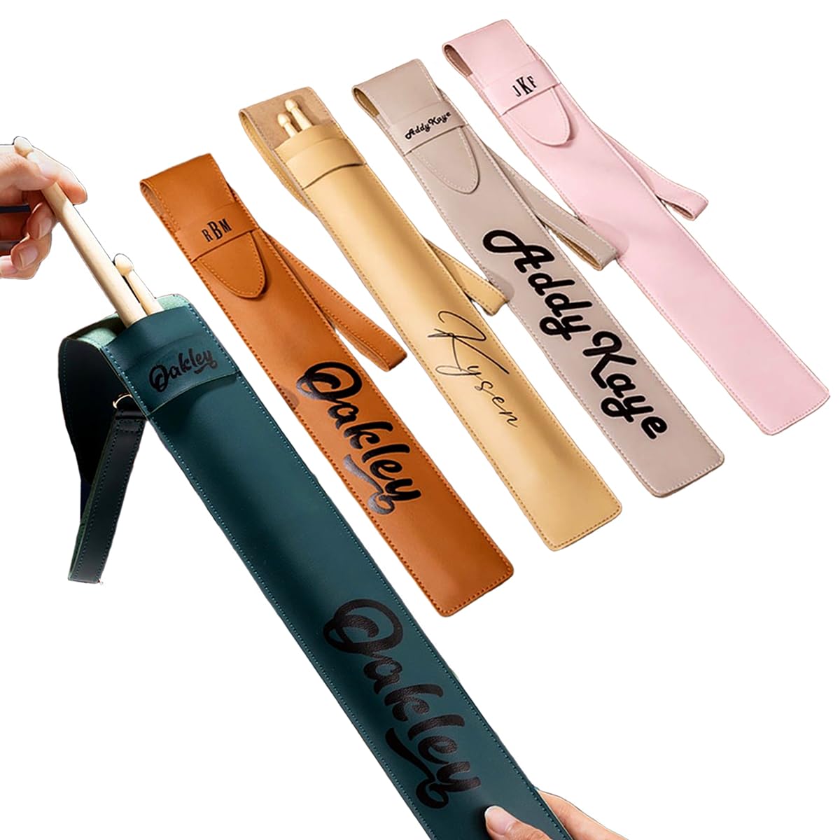 Custom Name Leather Drumstick Bag Drumstick Holder with Detachable Wrist Strap Drummer Gifts for Men Women Personalized Drum Sticks Bag Holder Drum Stick Case with Name Drum Sticks Cover