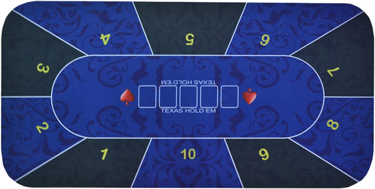 Professional Poker Mat, 10 Player Portable Natural Rubber Poker Table Top, High Elasticity/Waterproof, Layout w/Carrying Bag to Play Cards, Poker Games, Blackjack, Casino