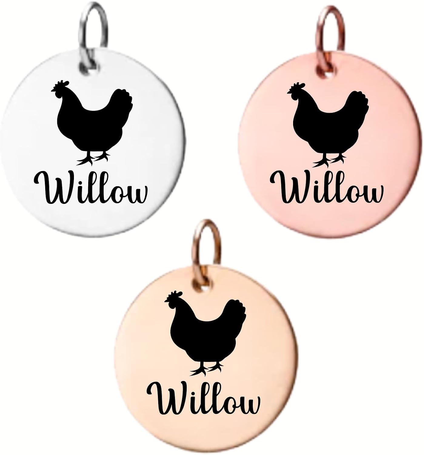 Personalized Chicken Charm, Chicken Gift, Custom Engraved Bar Charm, Memorial Keepsake for Chicken Mom, Chicken Lover