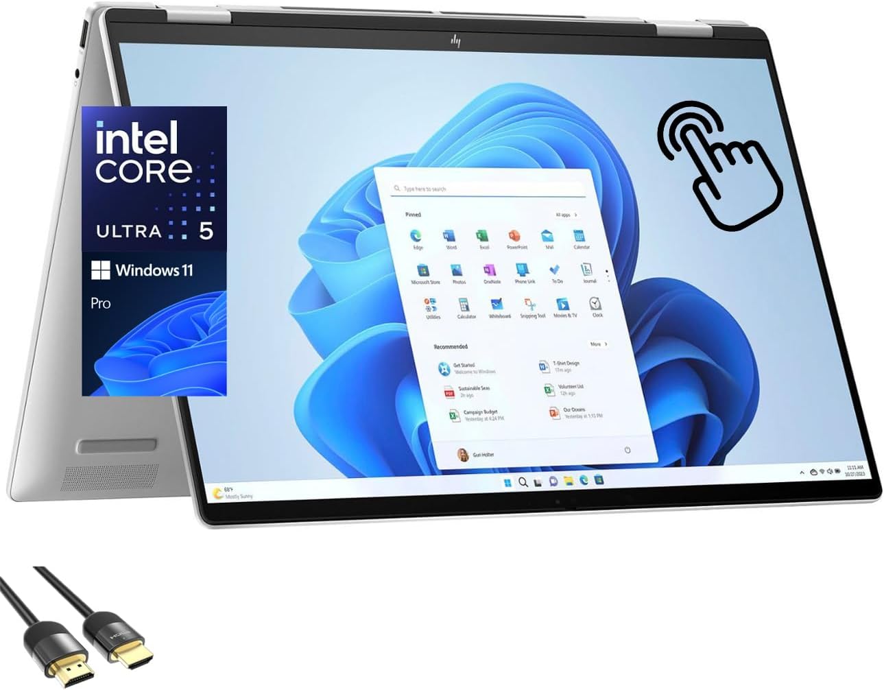 HP Envy x360 2-in-1 Laptop, 16" WUXGA IPS Wide Ultra Touchscreen Display, Core Ultra 5 125U (Beats i7-1255U), 16GB DDR5, 2TB PCIe SSD, TB 4, WiFi 6E, Bluetooth, Webcam, PDG HDMI Cable, Win 11 Pro