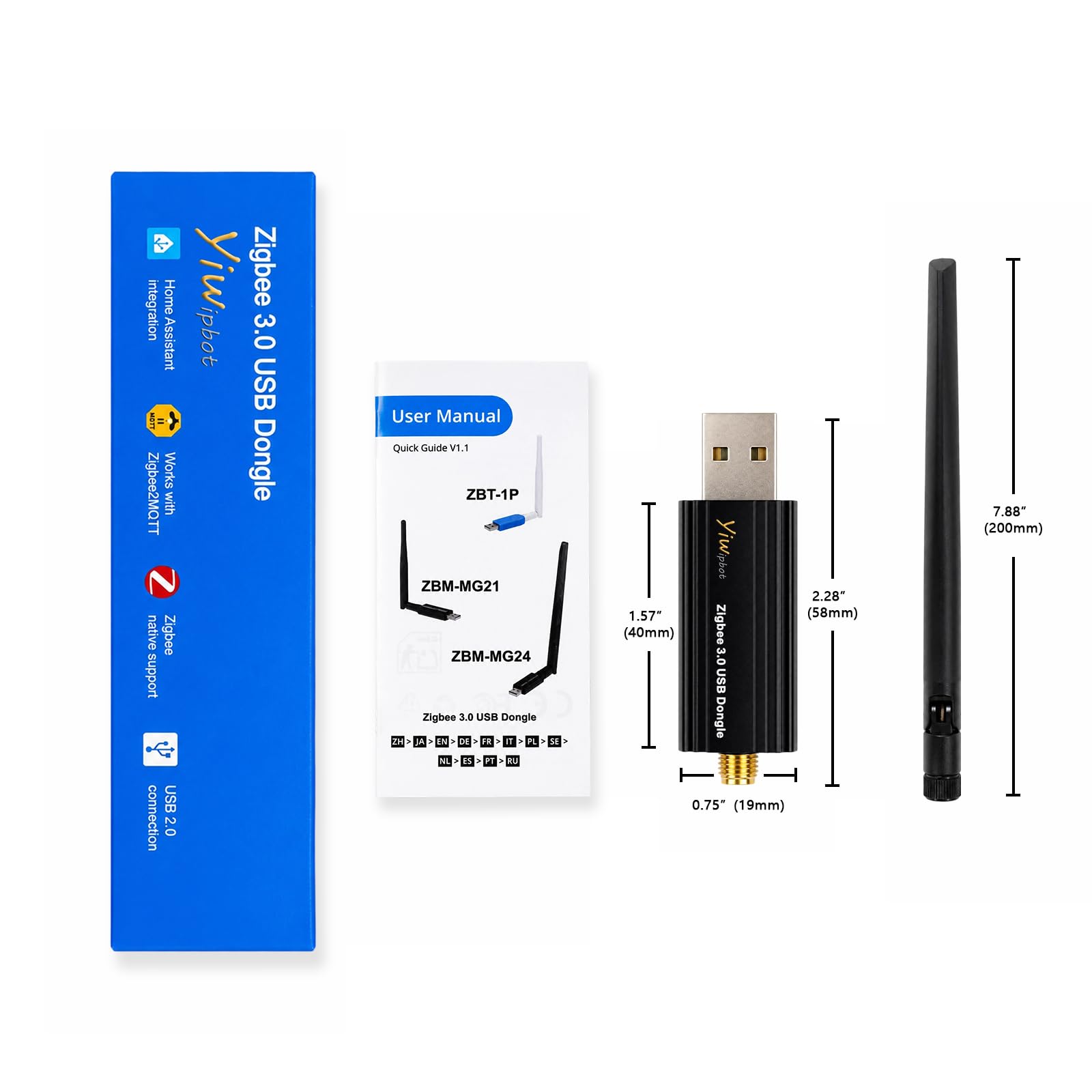 Zigbee 3.0 USB Dongle Coordinator EFR32MG24, 5dBi Antenna Smart Home Controller per Home Assistant, OpenHAB & Zigbee2MQTT