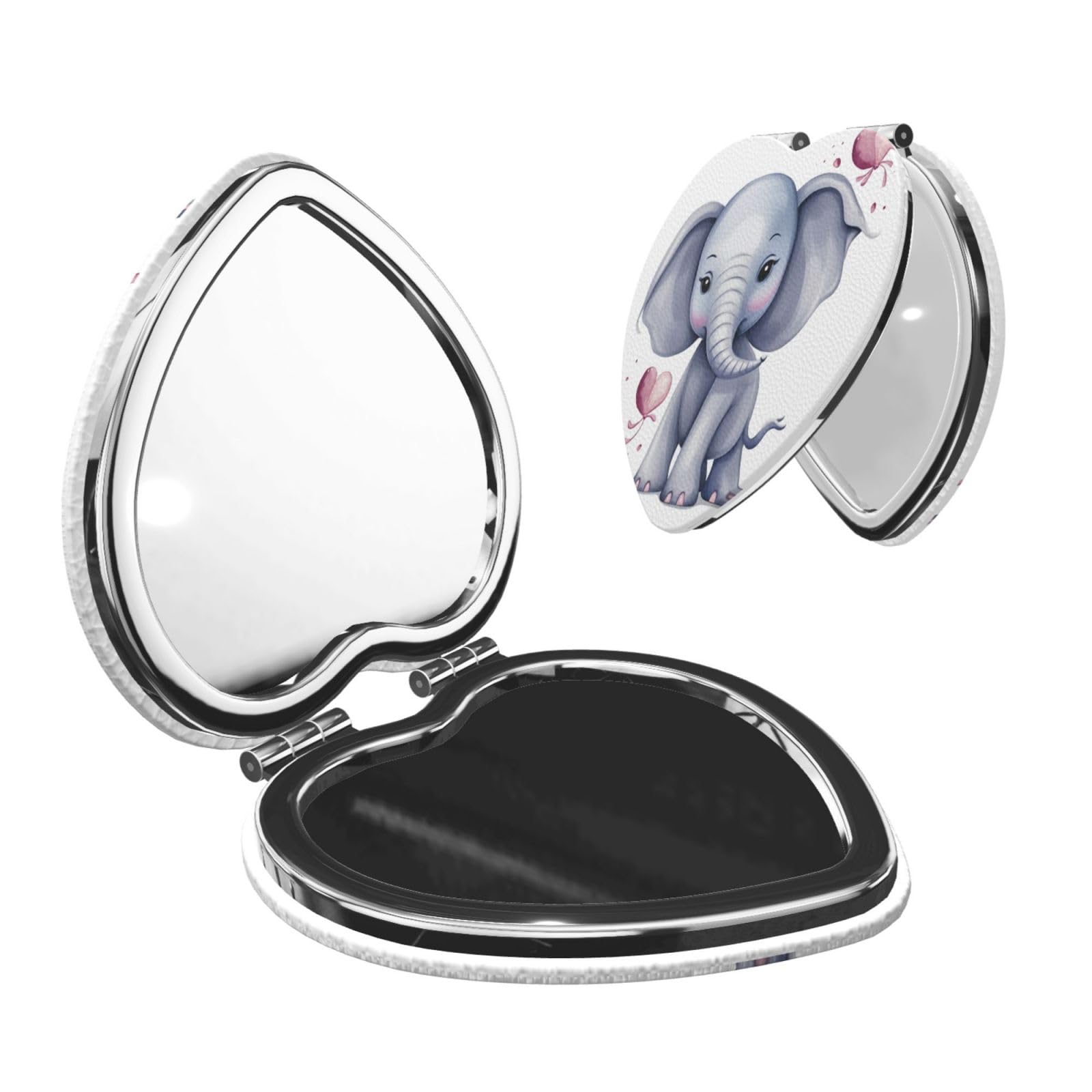DWVTSLH Cute Elephant Compact Mirror for Purse, Double-Sided 2X/1X Magnifying Mirror for Women Men, Travel Makeup Mirror for Handbag, Handheld Vanity Mirror for Gift