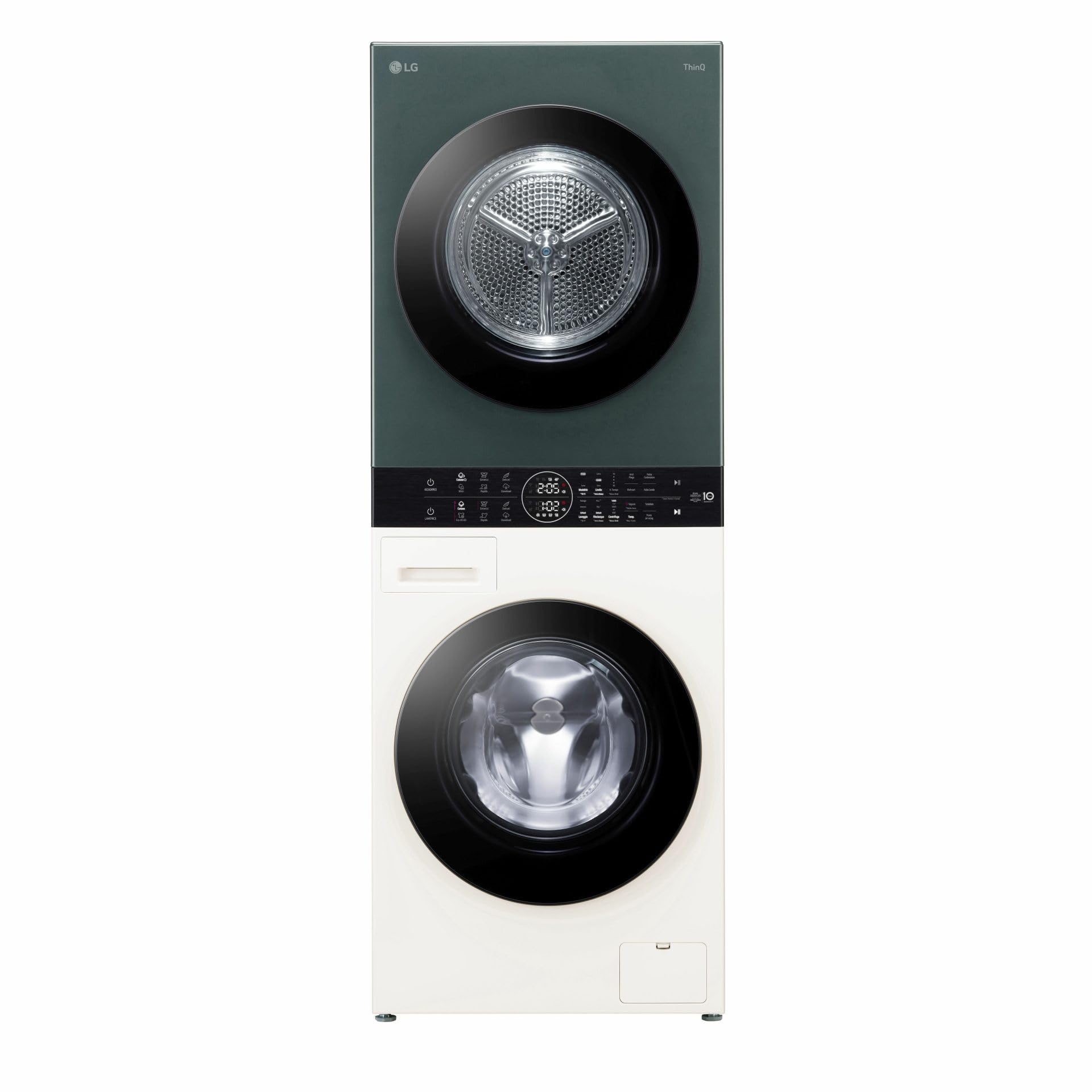LG WashTower WT1210EGF Wäschesäule, Waschmaschine und Trockner zusammen, Waschmaschine 12 kg, Klasse A -10% und Trockner 10 kg, Klasse A+++, Einzelpaneel, TurboWash360, Dampfwäsche, Beige Green