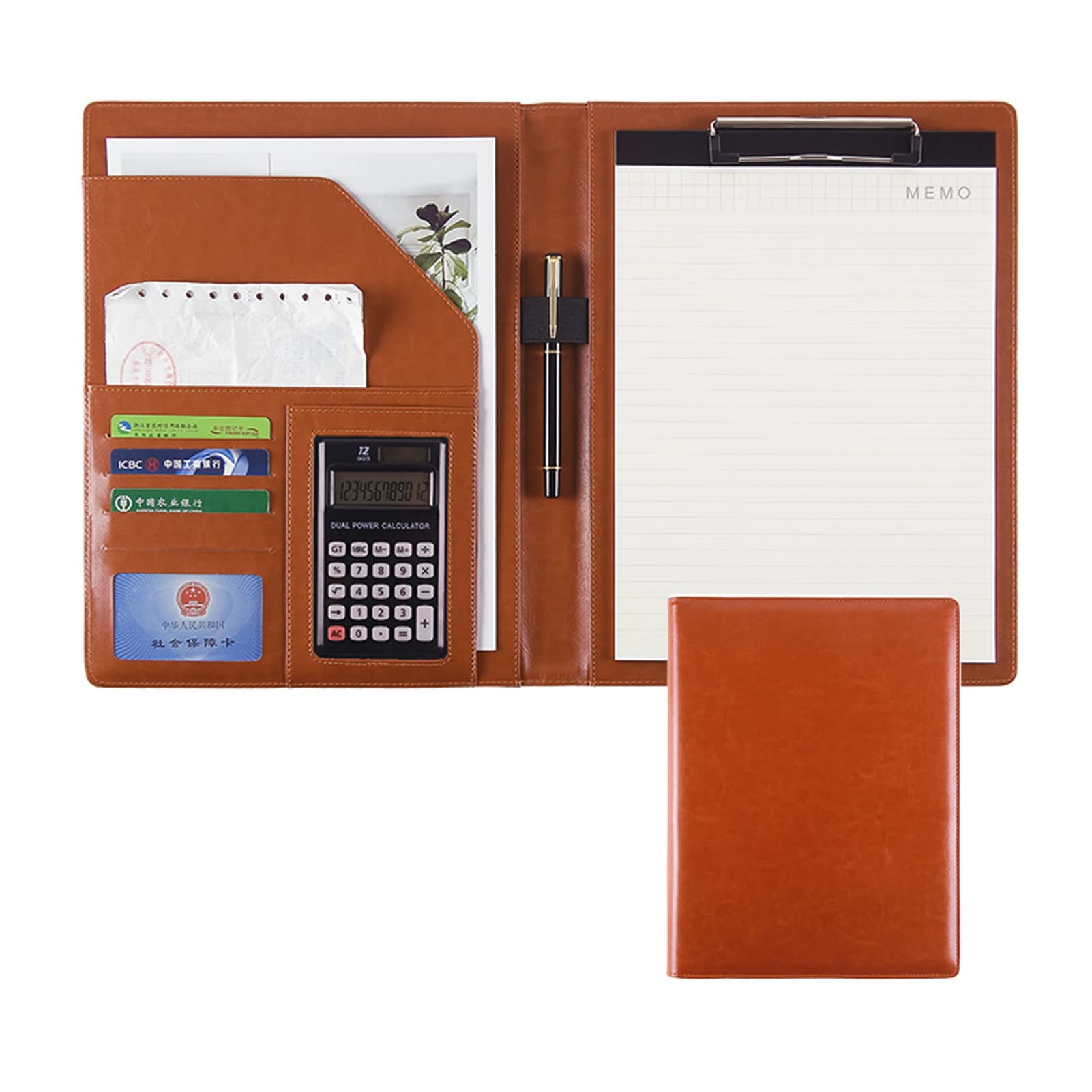 Ledermappe A4 Padfolio Business mit Dokumentenhülle Brief A4 Größe Zwischenablage für Business School Büro Konferenz Notizblock Klemmbretter