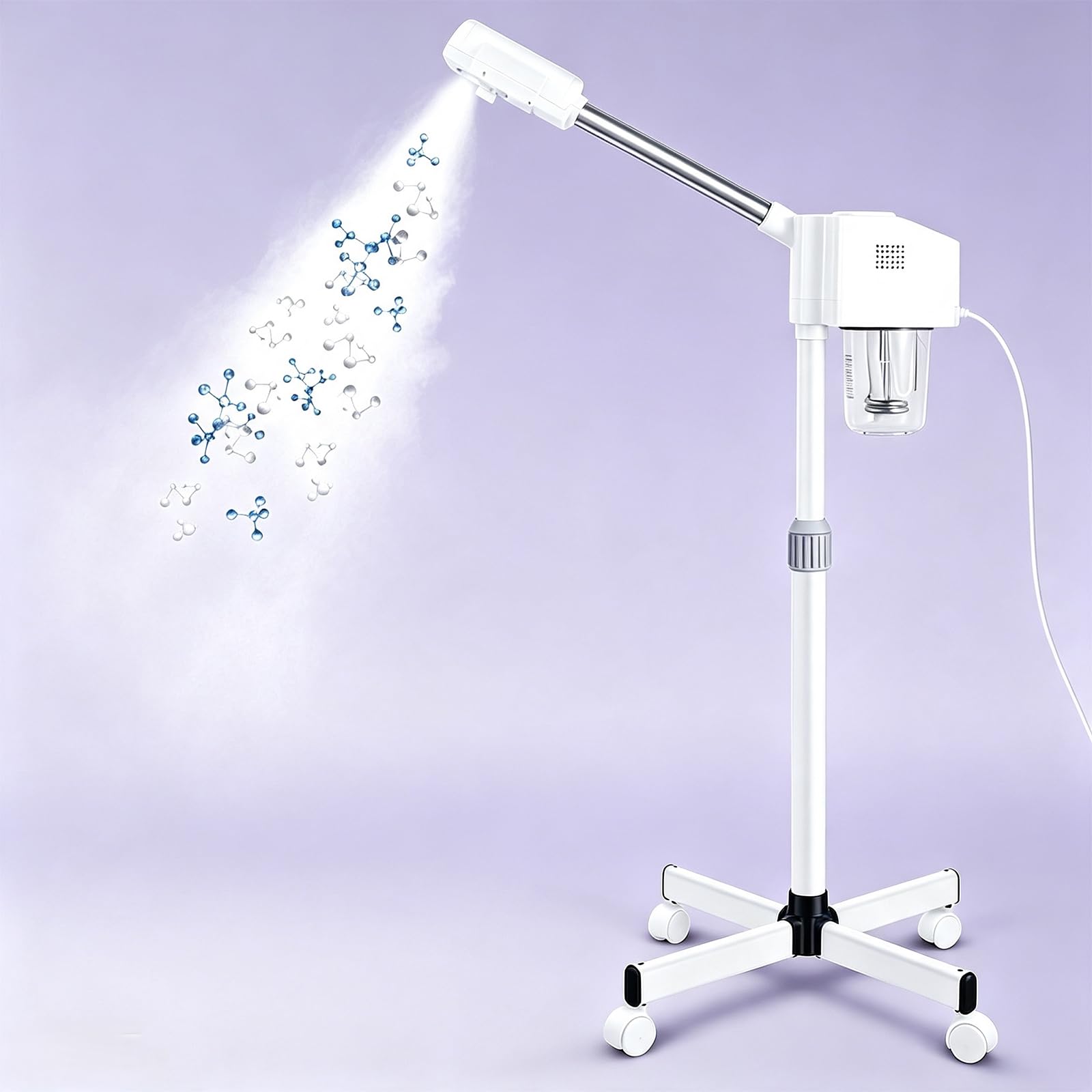 Professioneller Gesichtsdampfer Ionic Nano Hot Mist Spray & Timer, Gesichtsdampfer für Kosmetiker, SPA-Salon% Zuhause, Weiß