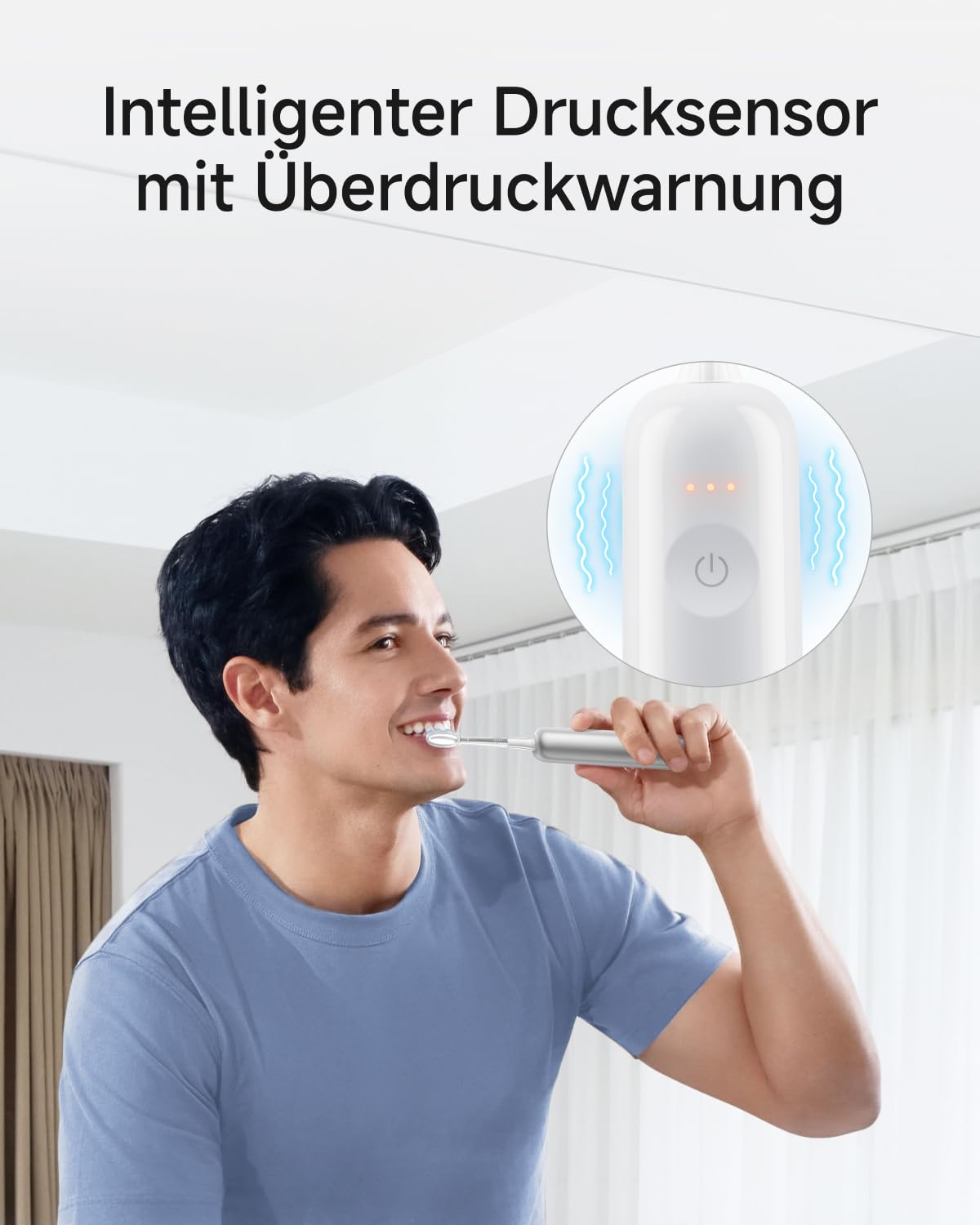 Laifen Wave Pro Elektrische Zahnbürste, 60° WaveMotion, Alu Silber | 13x Plaque-Entfernung, 66.000 Vpm, 70 Tage Akku, smarter Drucksensor, App-Steuerung, 2 Modi, 3 Stufen, IPX8, 2 Pro-Köpfe