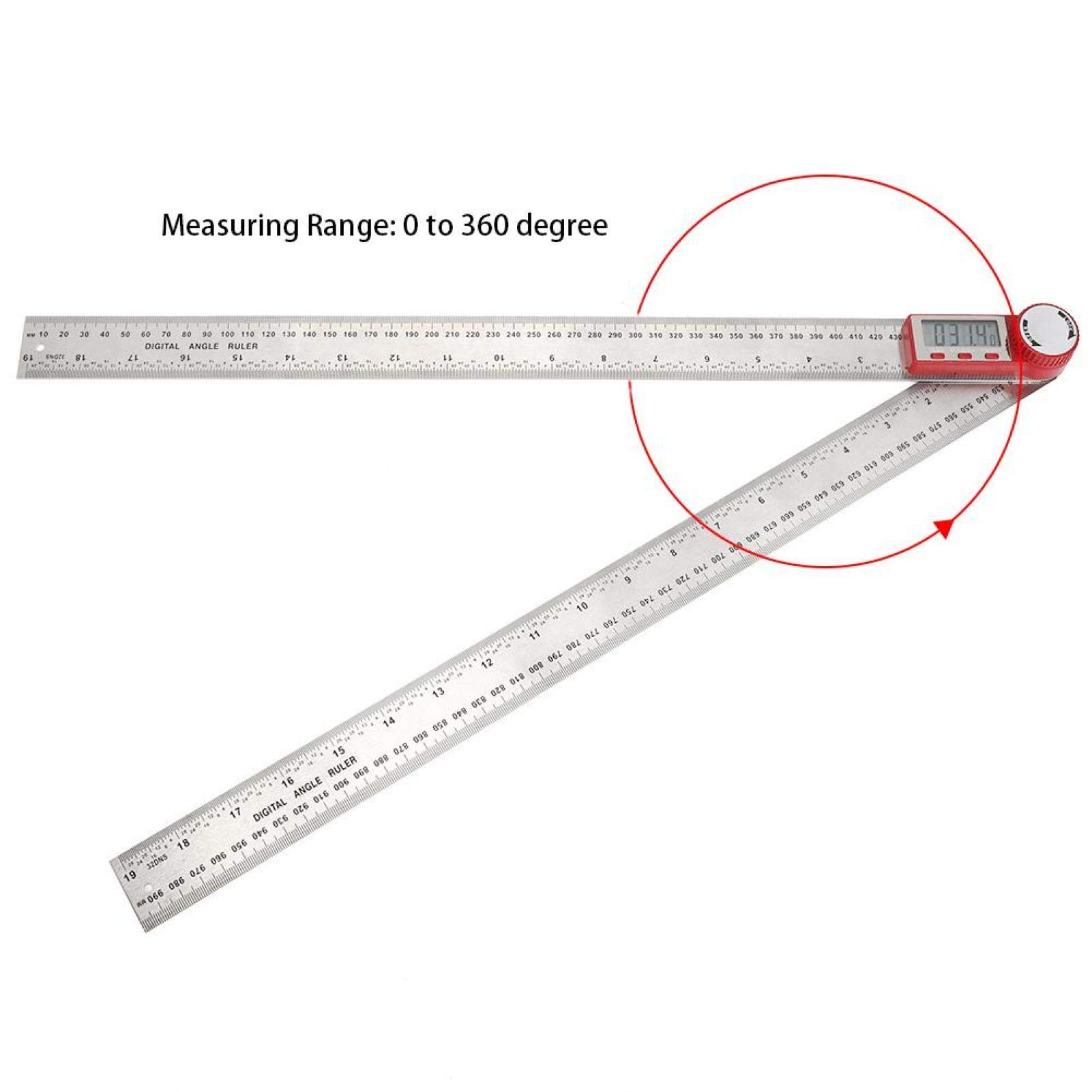 Medidor de ángulo digital,regla de ángulo de acero inoxidable 2 en 1,con pantalla LCD grande, para medición de longitud de ángulo, herramienta de medición de carpintería,transportador digital(500mm)