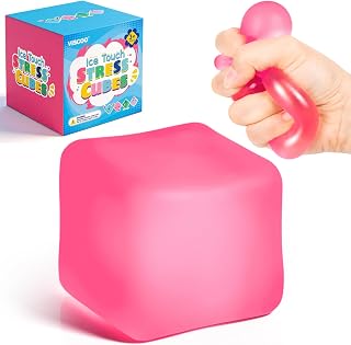 VISCOO 1 Pack Stress Cube, Slow Rising Cube Squishy for Anxiety Relief | Stress Balls for Adults Kids, Sensory Fidget Toy, Square Shape Squishy Balls for Classroom Prizes/ Party Favors (Pink)