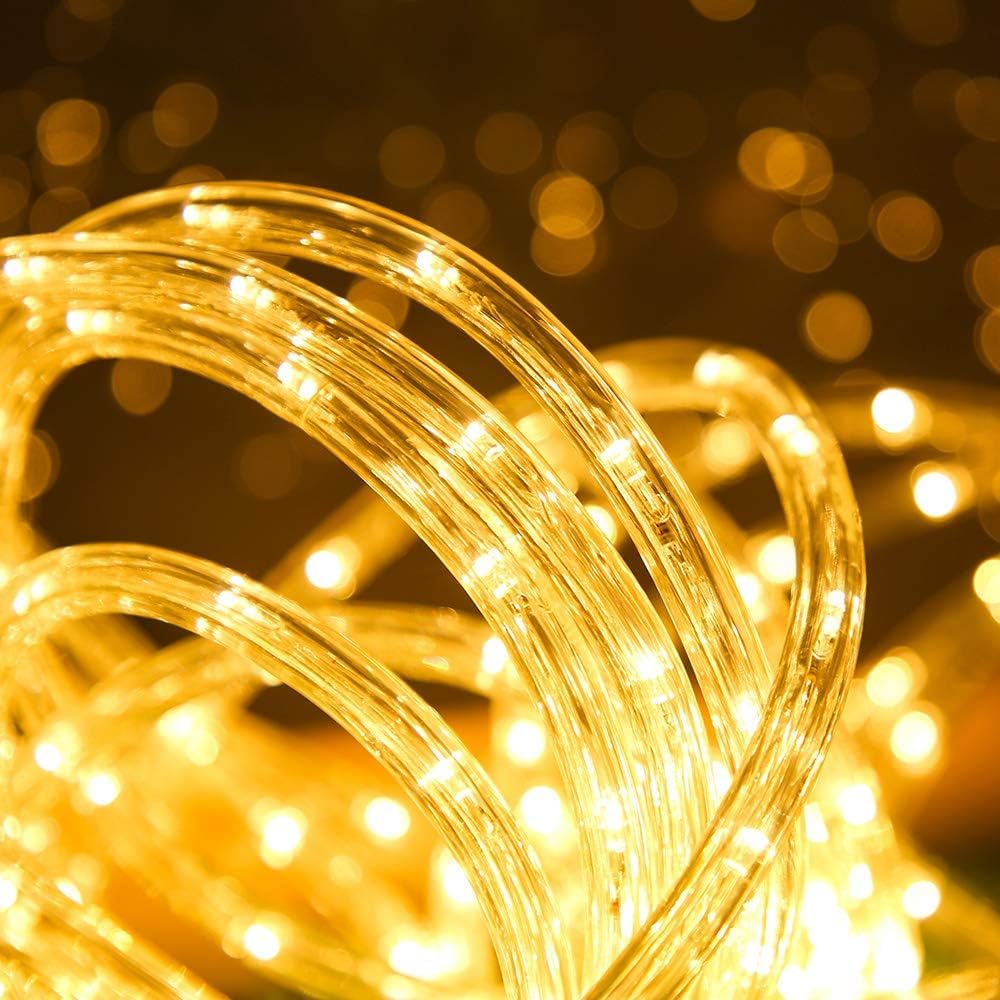 LED Lichtschlauch, 25m Länge, Außenbereich, Warmweiß 2200K, IP65 Wasserdicht, Dimmbar, PVC-Rohr, 899 LEDs, 4m Anschlusskabel, Ganzjährig, Garten & Terrasse