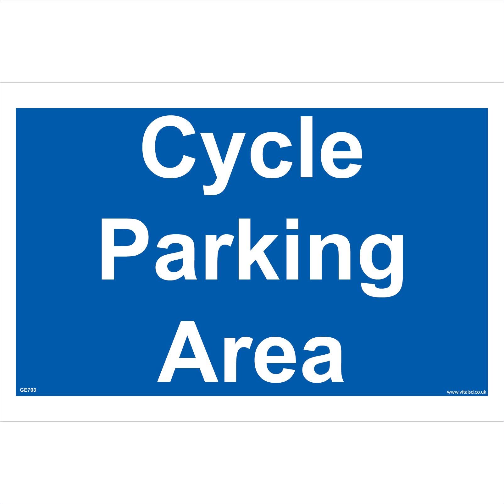 GE703 Cycle Parking Area SIGN Bike shelter store bicycle mountain two wheeler 300mm x 200mm 3mm Standard Foamex Foamboard
