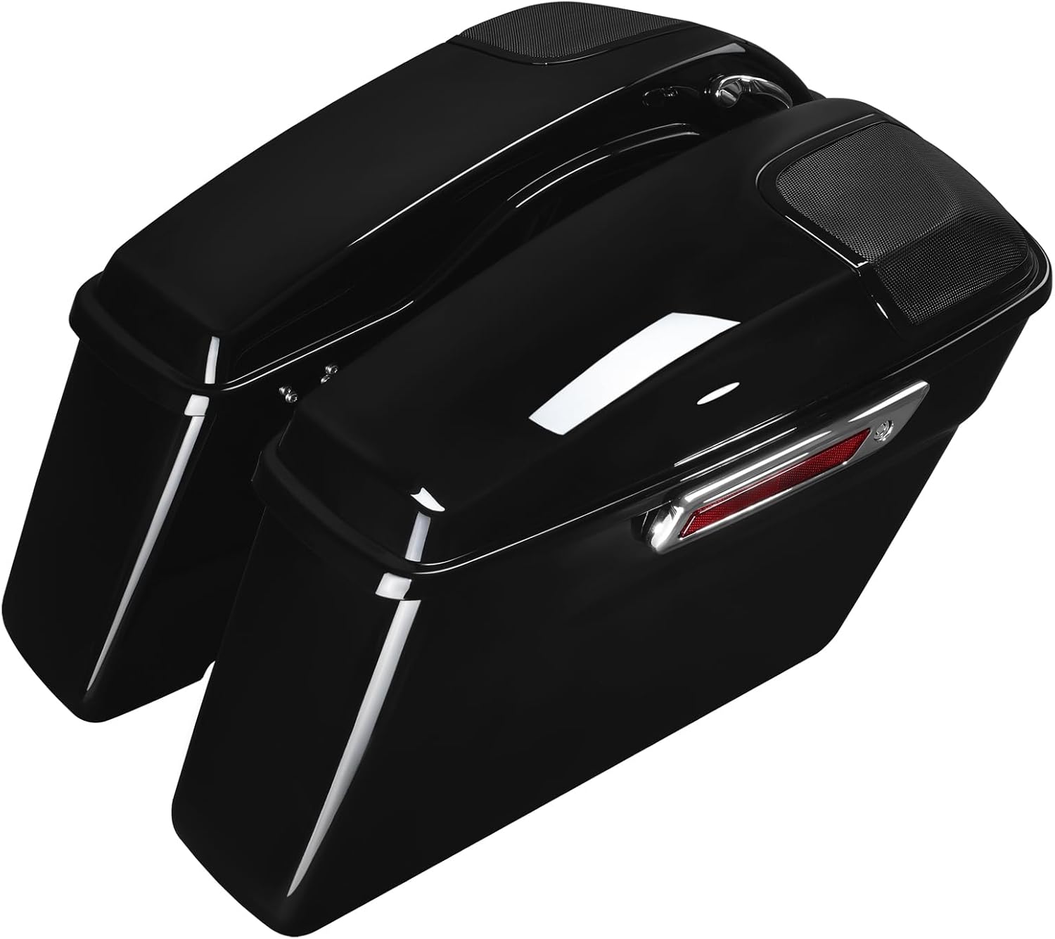 TCMT Hard Saddlebag W/ 5 x 7" Speaker Lids Fits For Harley 2014-2024 Touring Road King Road Street Electra Glide Ultra-Classic FLT FLHT FLHTCU FLHRC