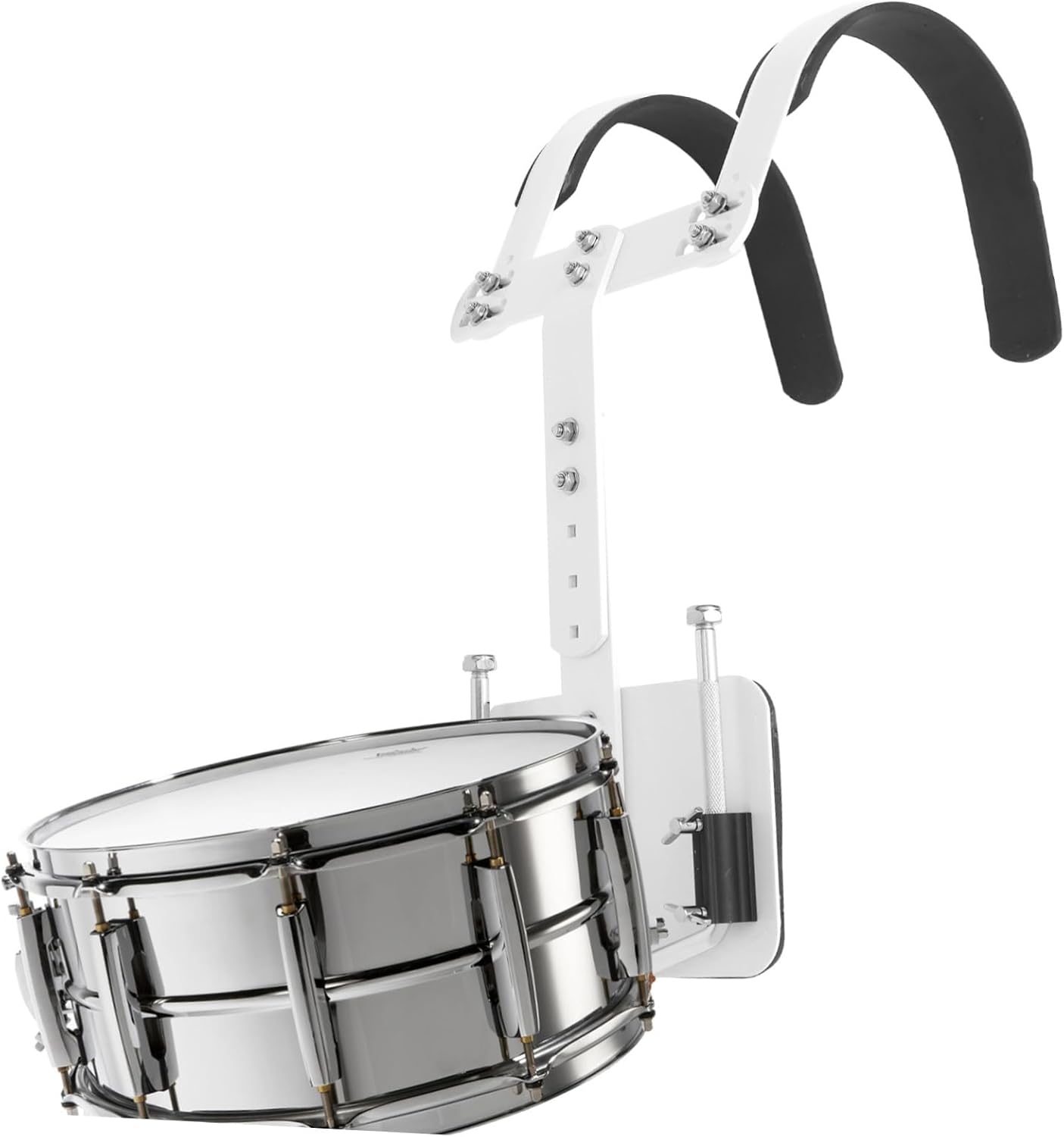 LIOOBO Adjustable Snare Drum Aluminum Back Frame for Drum Marching Band Shoulder Strap White