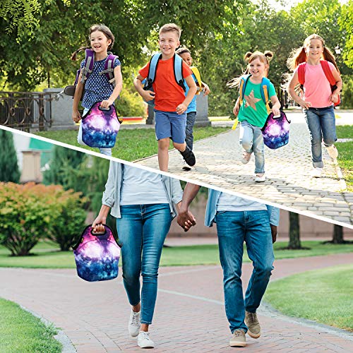 Neoprene Lunch Bag, Cute Lunch Bags for Women Girls Lunch Box Bag, Insulated Lunch Tote Bag for Kids Lunch Sack for Work School Travel and Picnic (Purple Sky)