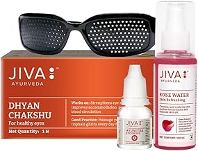 Jiva Eye Care Combo Dhyan Chakshu, Ayunetra Drop 10ml & Rose Water 100ml (Combo Pack of 3) | Helps in Natural Vision Care, Soothes Irritation & Redness | Unisex Vision Care