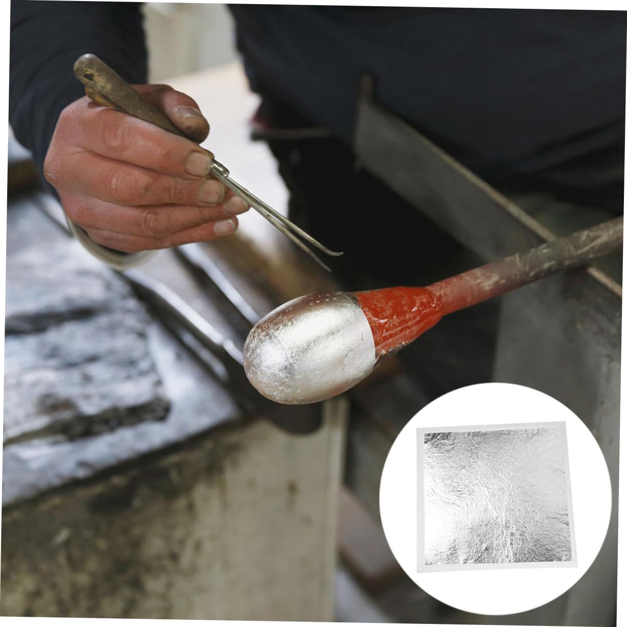 200pcs Silver Foil Paper Gilding Foil Leaves Imitation Silver Square Design for Art and Crafts