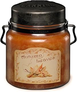 McCall’s Candles | Autumn Leaves | 16 oz Scented Candle | USA-Poured | Vintage Rustic Jar with Carrying Handle | Hazelnut, Cinnamon Bark & Vermont Maple Fragrance