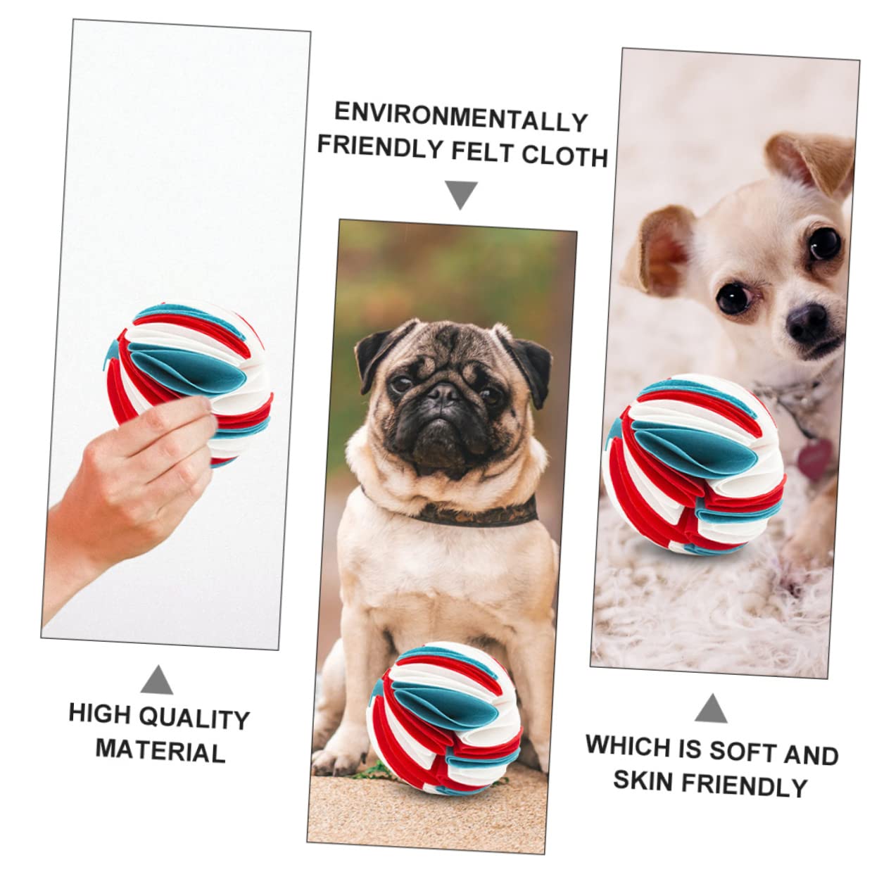 FRCOLOR 2 Bolas de olfateo para Perros, comedero para Nariz, dispensador de Comida para Gatos, Juguetes para Mascotas, Juguetes para Masticar para Perros, Perdidos, pistón oloroso, Tela de Fieltro