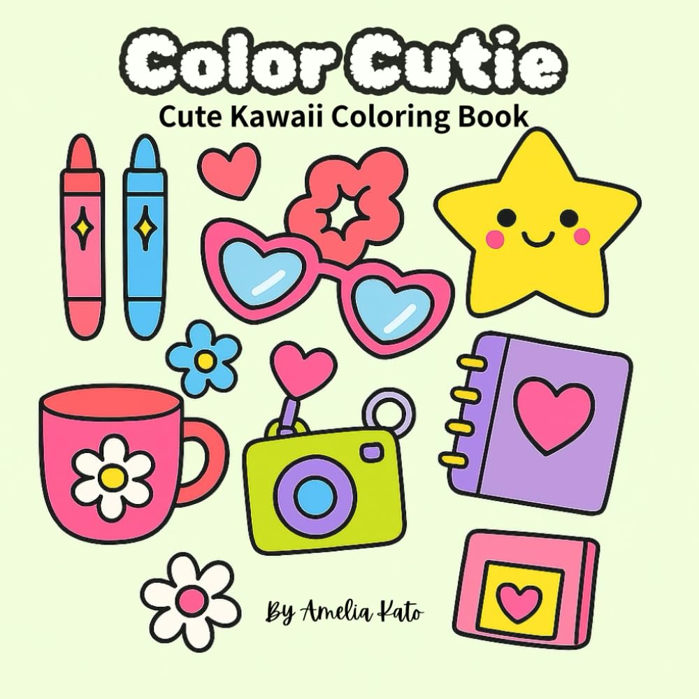 Color Cutie: Cute Kawaii Coloring Book for Kids, Teens and Adults, Bold and Easy for Fun, Relaxation and Stress Relief