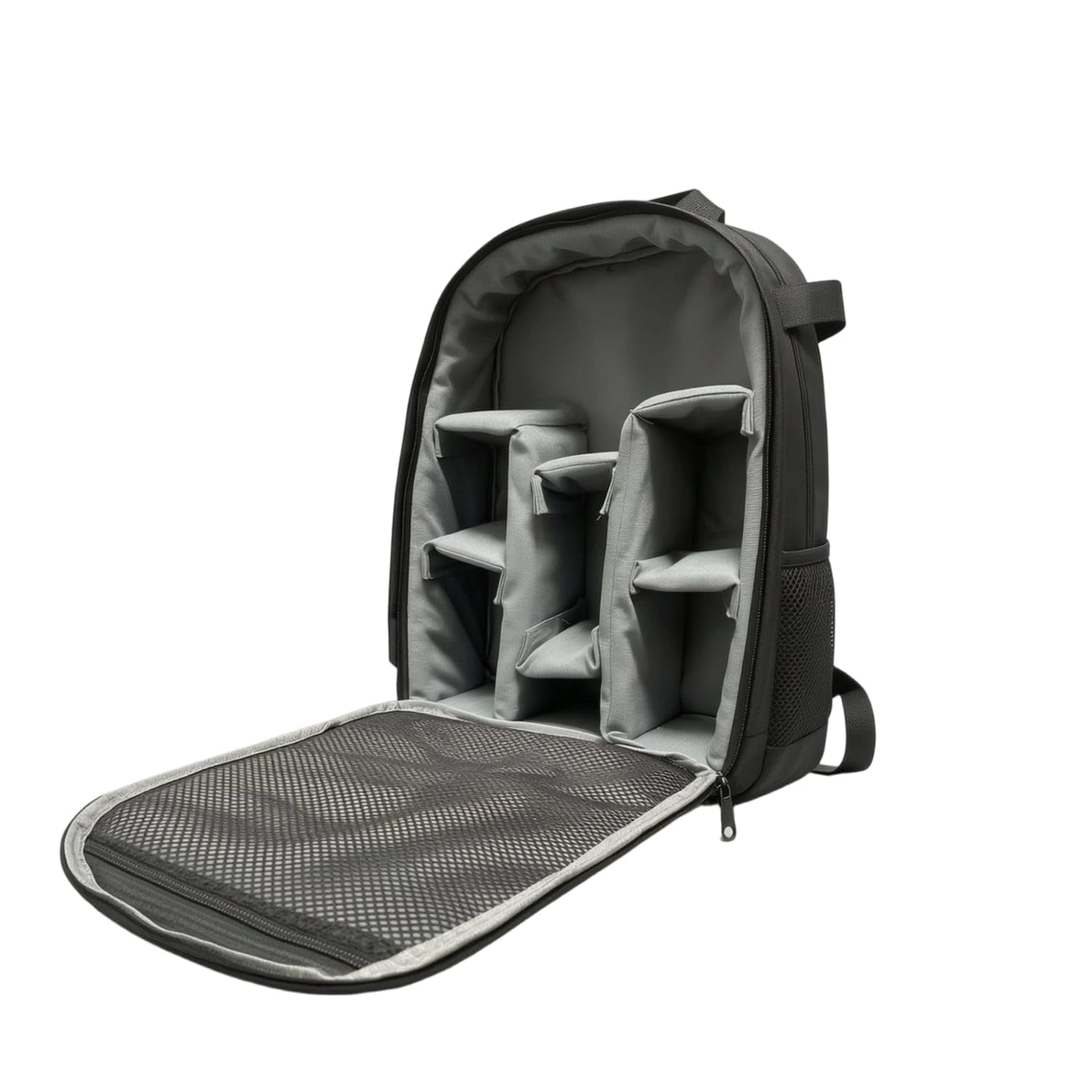Front Opening DSLR Camera Backpack Mesh Pocket Padded Camera Backpack Safeguarding Photo Storage Black for Photographers, Gray, M|Underwater Cases & Housings|Cameras & Photo-picture-51