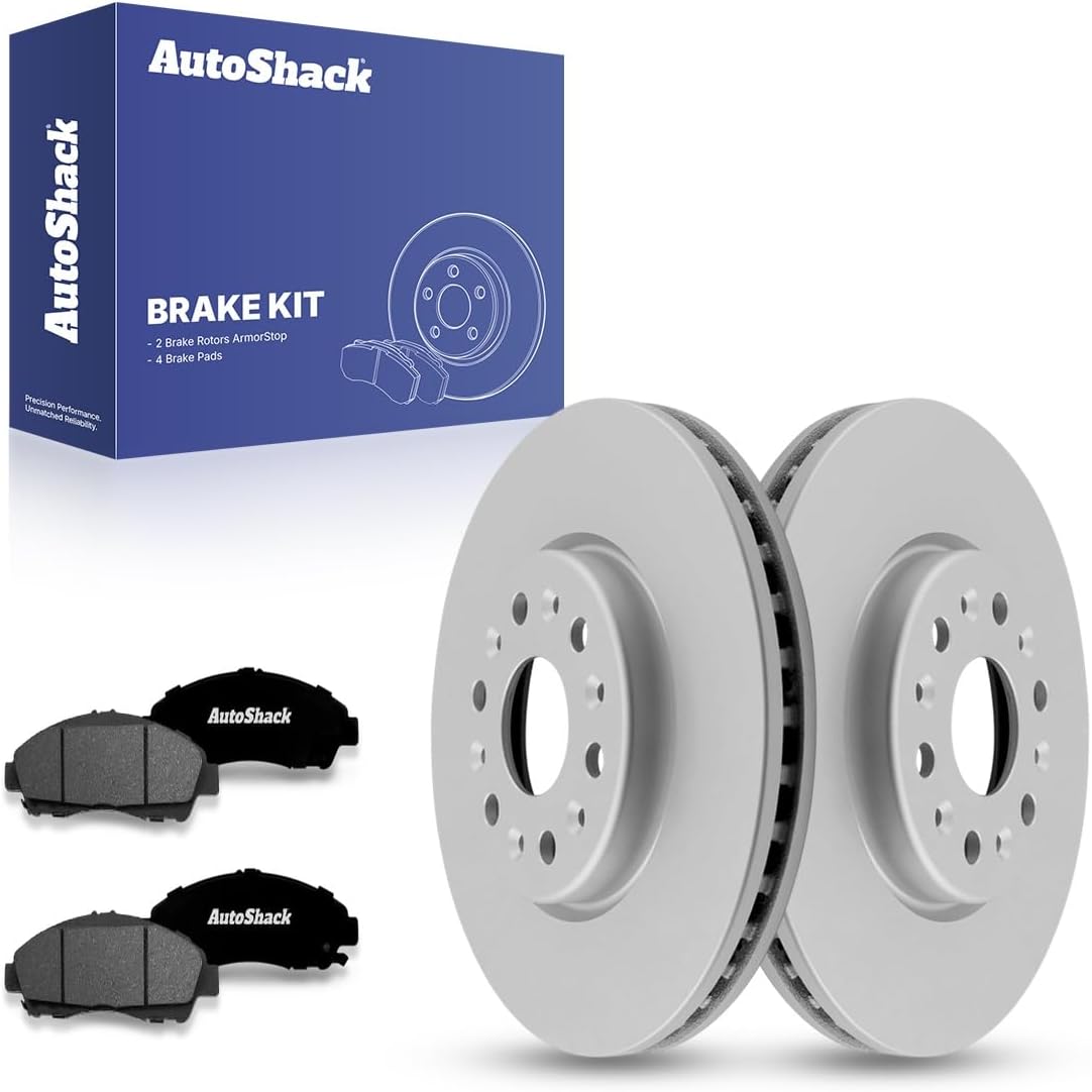 AutoShack Front Vented Coated Brake Rotors + Premium Ceramic Pads 6-PC Brake Kit Replacement for 2017-2020 GMC Acadia 2018-2020 Chevrolet Traverse 2019-2020 Chevrolet Blazer ArmorStop 12.64" (321 mm)
