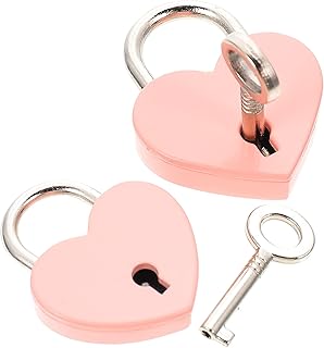 2pcs Luggage Lock Vintage Suitcase Outdoor Storage Bench Key Locker Padlock Diary Lock and Key Set Small Luggage Padlocks Locks for Luggage Small Locker Padlocks Metal Heart Lock