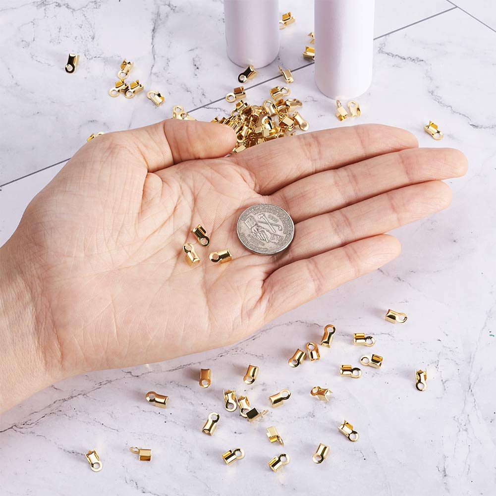 200 Terminali A Crimpare In Acciaio Inox Per Gioielli Fatti A Mano - Dimensioni 6,5x12 Mm, Per Bracciali, Collane, Orecchini