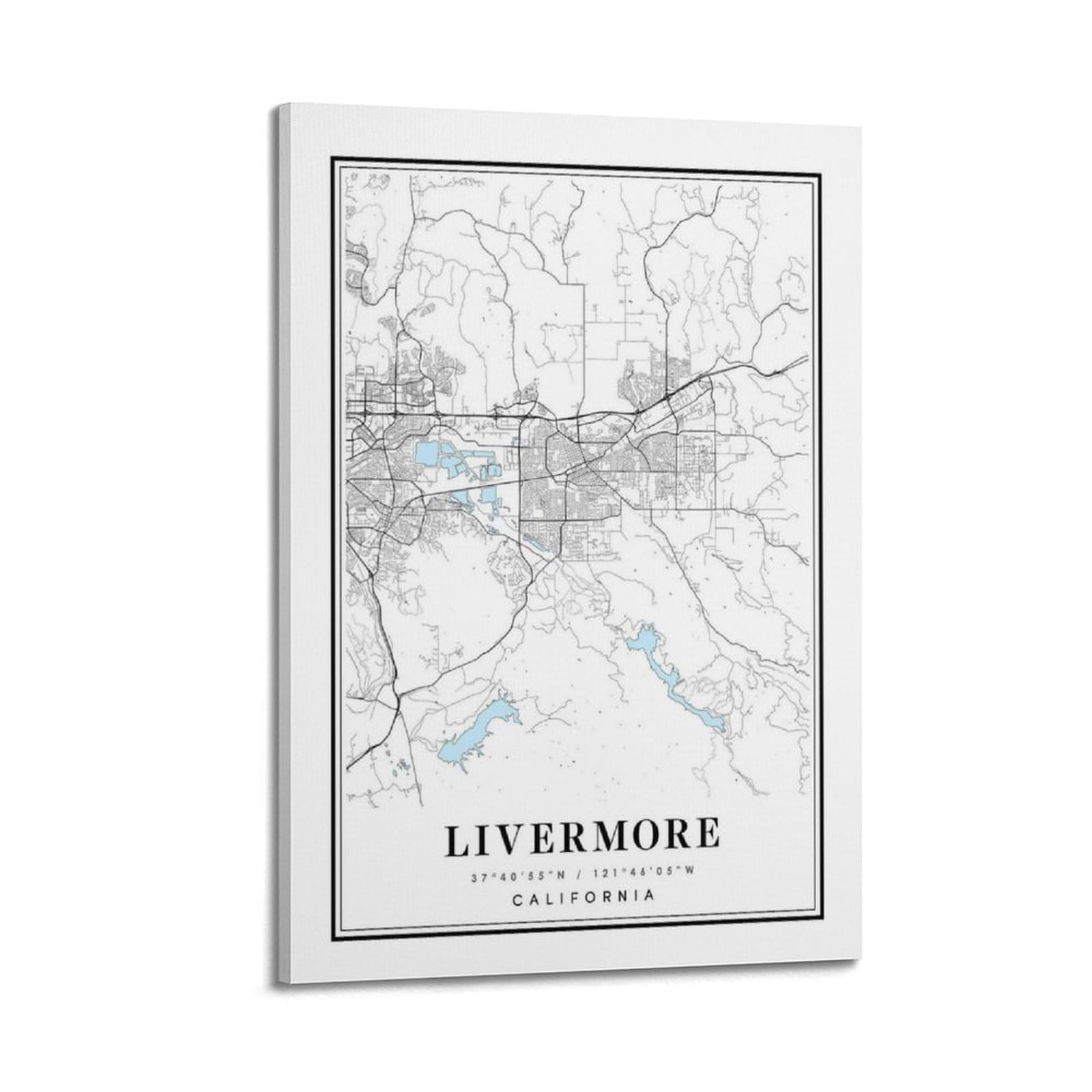 xiaoxiaoshen Livermore California Map Canvas Poster Wall Art Prints Room Aesthetic Murals Bedroom And Living Decorations 24x36inch(60x90cm)