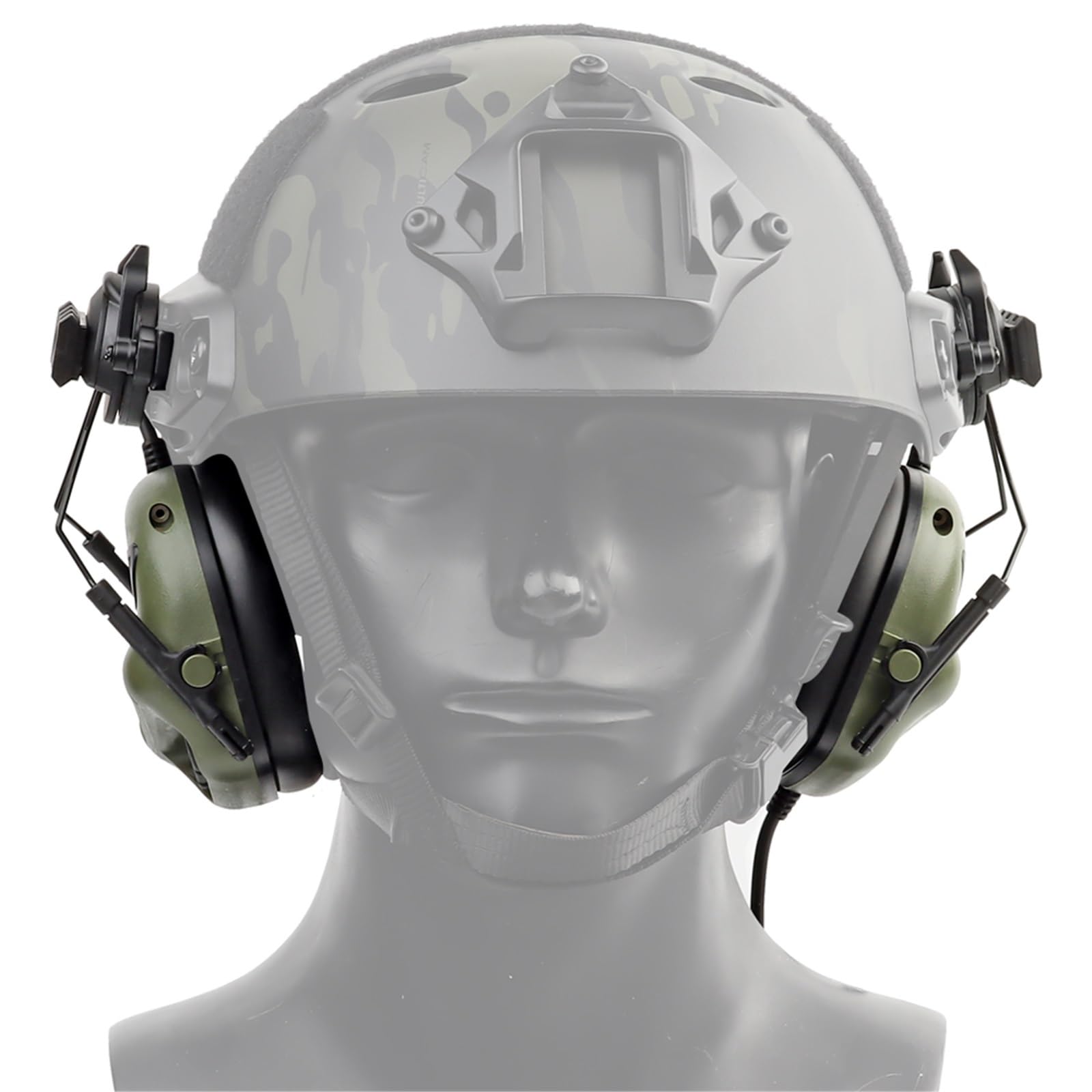 Cuffie da Tiro Tattiche con Modalità Casco e Adattatore per Guida ARC, Riduzione Del Rumore e Protezione per le Orecchie con Rilevamento Del Suono per Sport Airsoft