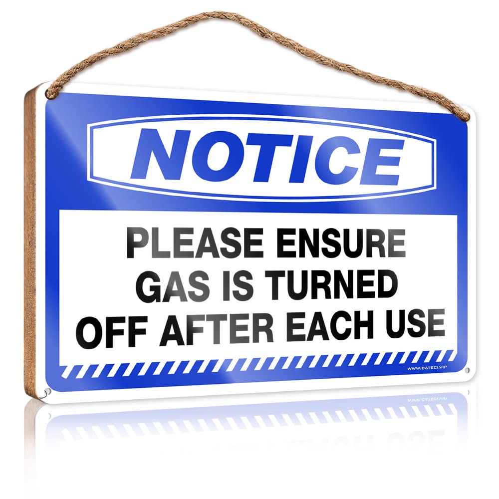 Yyhleh One Color Signs For Kitchen Fall Porch Sign Notice Please Ensure Gas Is Turned Off After Each Use Wooden Sign(15X28cm)