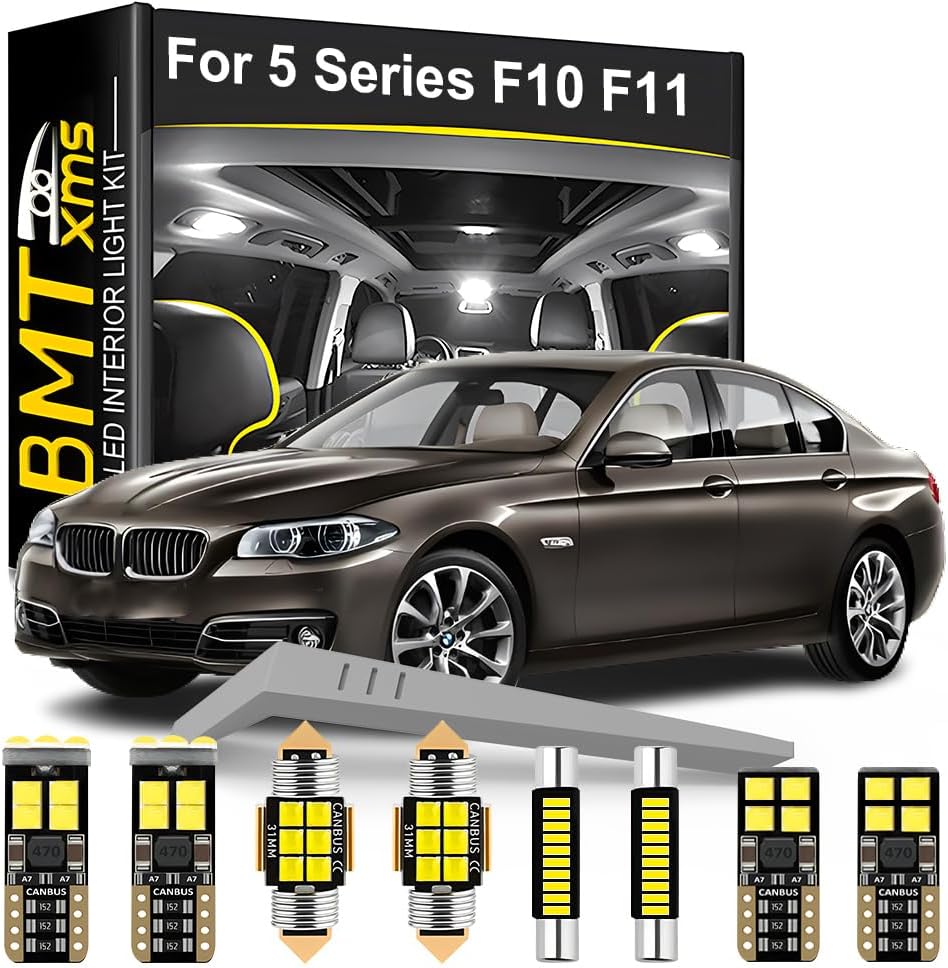 BMT xms LED Interior Light Kit Replacement for BMW 5 Series F10 Sedan F11 Wagon 2010-2016, 6000K LED Lights for Car Interior, 23 Pieces